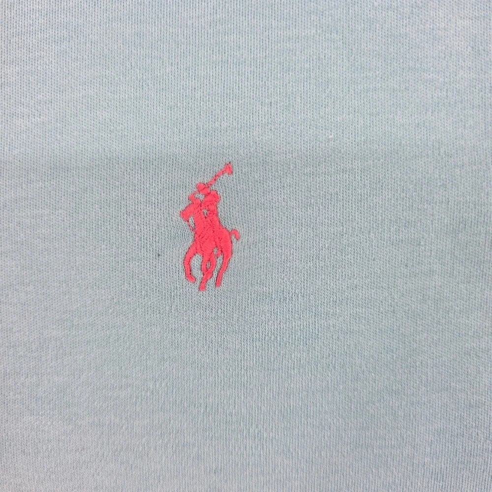 Polo Ralph Lauren Mens Large Light Blue Cotton Short Sleeve Polo Shirt Pink Pony